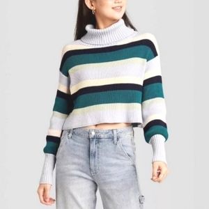 Wild Fable Sweater Crop Stripes Pullover Retro 90, size medium